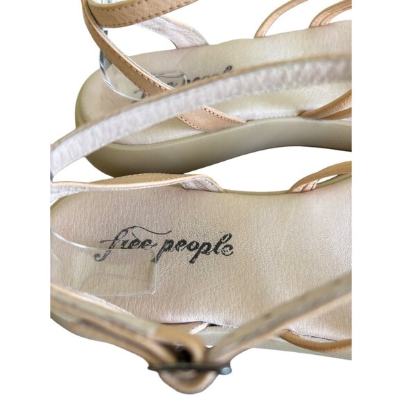 Free People Vivienne Strappy Sandal Beige Coral Adjustable Ankle Strap - Picture 12 of 14